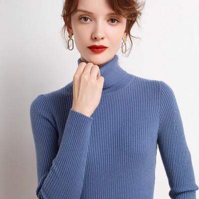 Autumn and Winter New Korean Slim Fit Women's Pullover Sweater Knitted Sweater Pull Up Women's High Neck Sweater Women