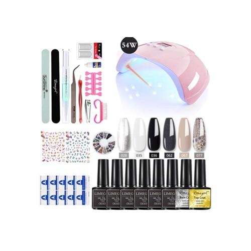 54W UV LED Nail Lamp Gel Manicure Pedicure Kit Semi Permanent Nail Polish Starter Set with Accessories