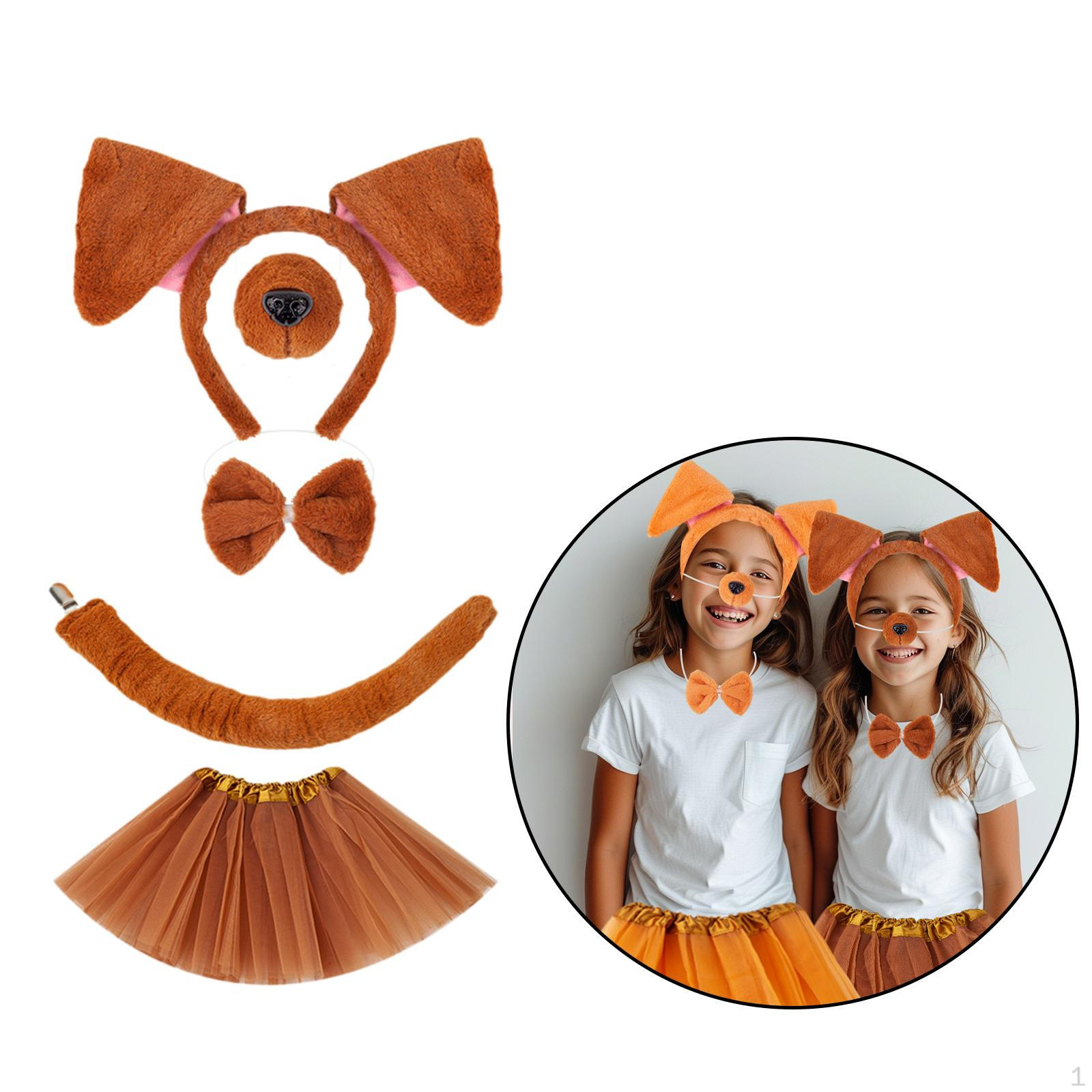 

Kid Puppy Dog Costume Accessories Tutu Ear Headband Bowtie Tail for Cosplay