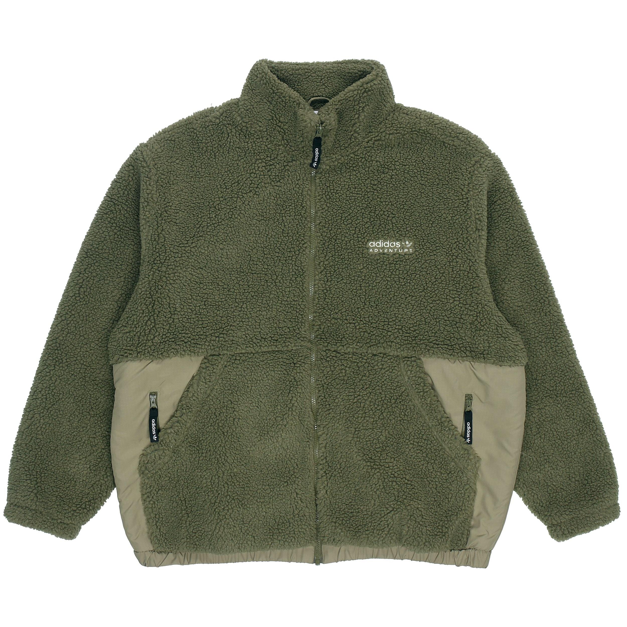 Men s adidas originals Adv Sherpa Outdoor logo Sports Splicing Stand Collar Jacket Green HC0365 S
