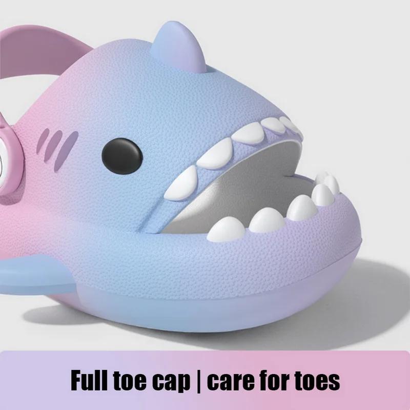 Fashion Shevalues Summer Shark Sandals For Children Lovely Cartton Kids Slippers Soft Sole Non-slip Beach Slides Fashion Shark Slippers