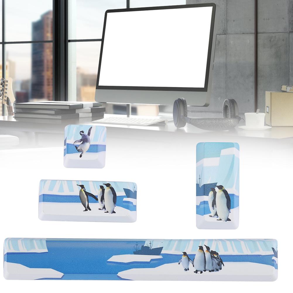 Penguins Pattern Keycaps Kit SpaceEScEnterNumpad Enter Key Cap for Mechanical Keyboard(Penguins Pattern, 4Pcs )