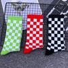 Hop Cotton Male Street Sports Checkered Socks Middle Tube Socks Women Hosiery Korean Style Socks