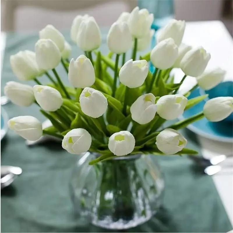 5/10 st Konstgjorda Blommor Trädgårdstulpaner Äkta Känsla Blommor Tulpanbukett Dekor Bröllop för Jul Godis Bröllop Födelsedag