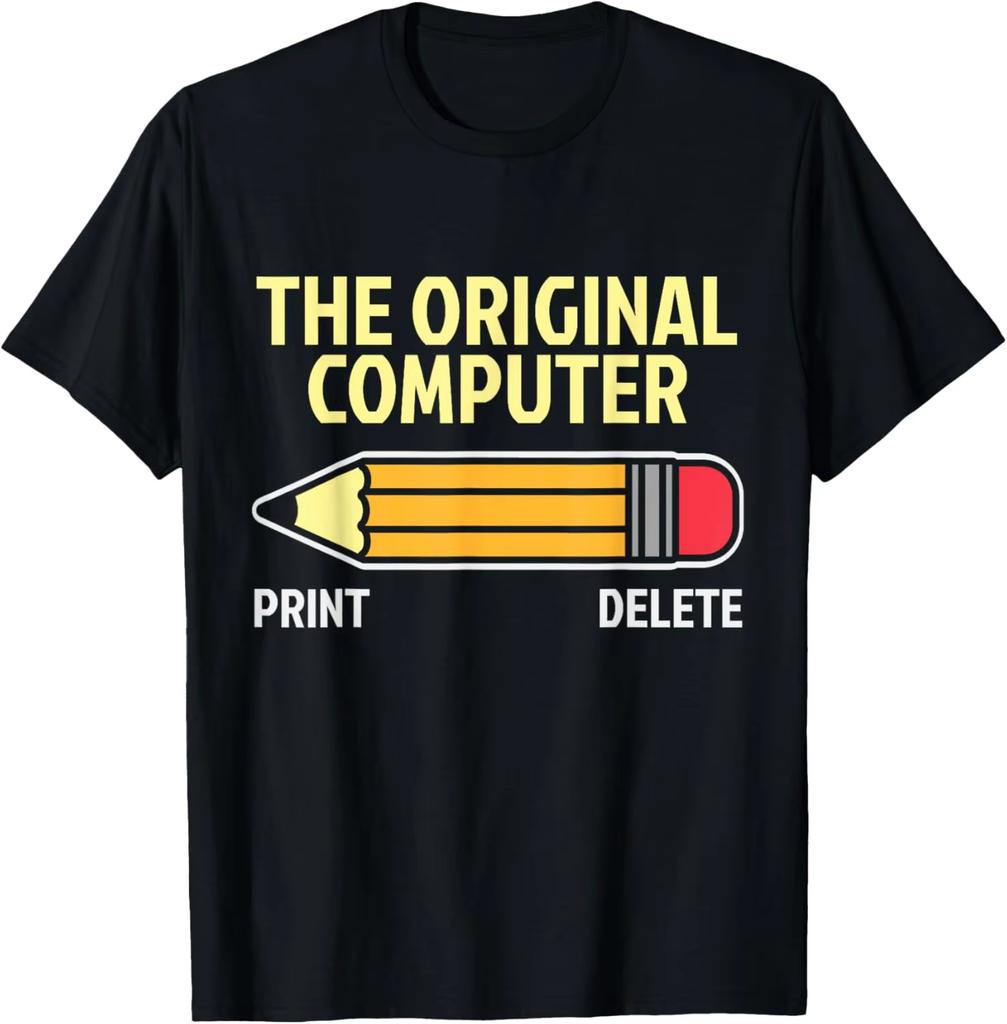 The Original Computer Funny Sarcastic Programmer Pencil Gift TShirt Custom Printed Graphic T Shirts Mens Clothing Camiseta Tops