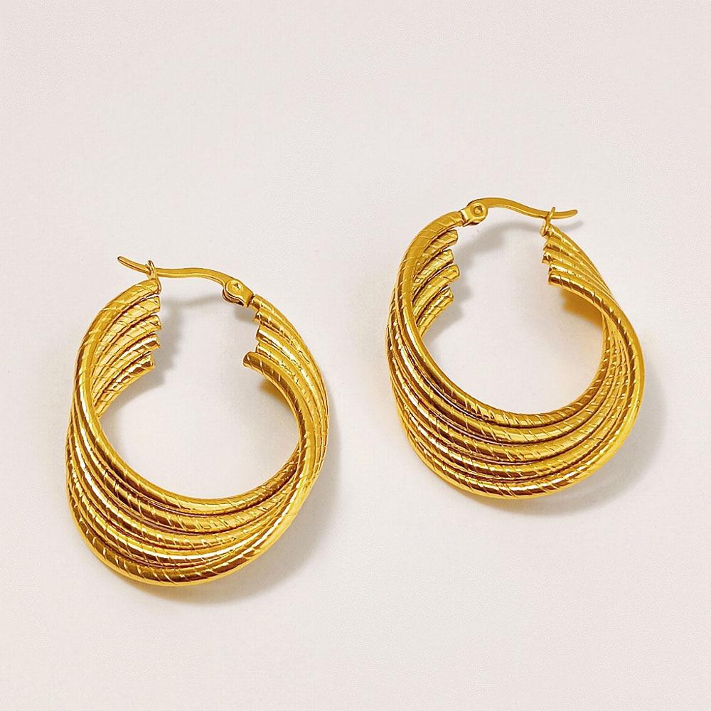 

Geometric Personality Design Ring Earrings Niche Exaggeration Titanium Steel Earrings Women s Cold Wind Versatile