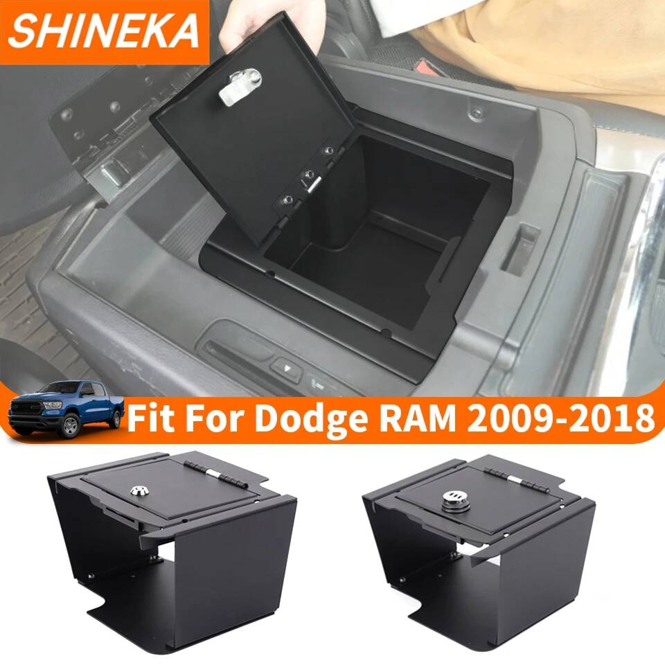 Car Armrest Box Safe Deposit Storage Box with Lock Organizer for For Dodge RAM 2009-2018 Stowing Tidying Interior Accessories