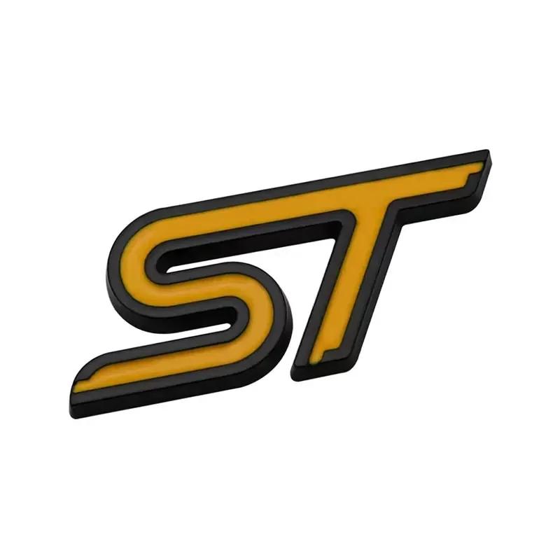 AJG1 3D Metal ST Badge Decal Car Body Emblem Rear Trunk Sticker for Ford Everest Fiesta Focus Mondeo Ranger Mustang Transit Explorer