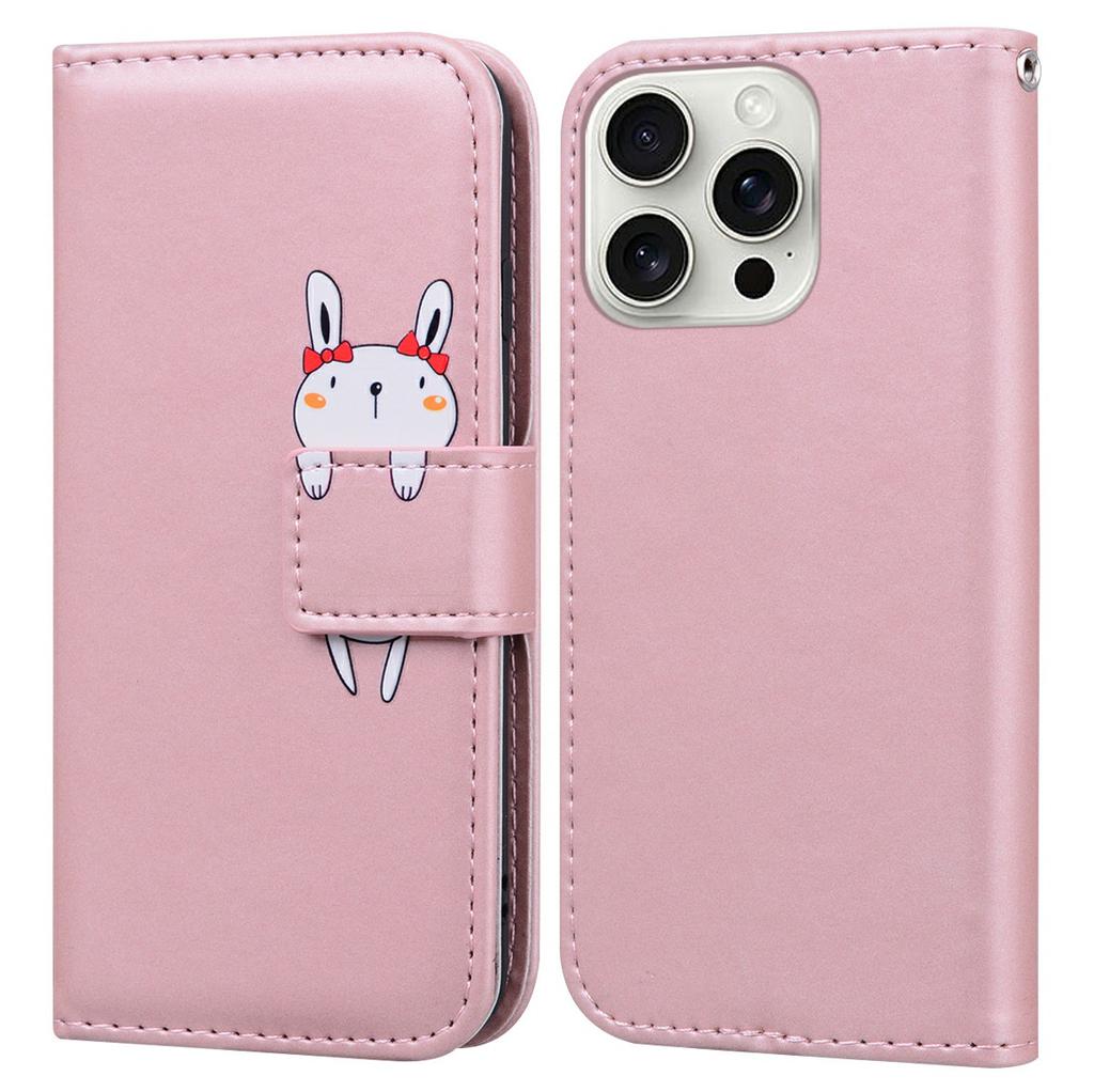 For iPhone 16 Pro Max Case Cartoon Pattern Wallet Leather Phone Cover