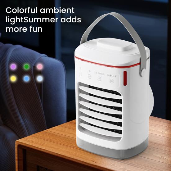 Portable Air Conditioner Easy Control Panel Large Water Tank Natural Wind Mode Colorful Ambient Lights Air Cooler