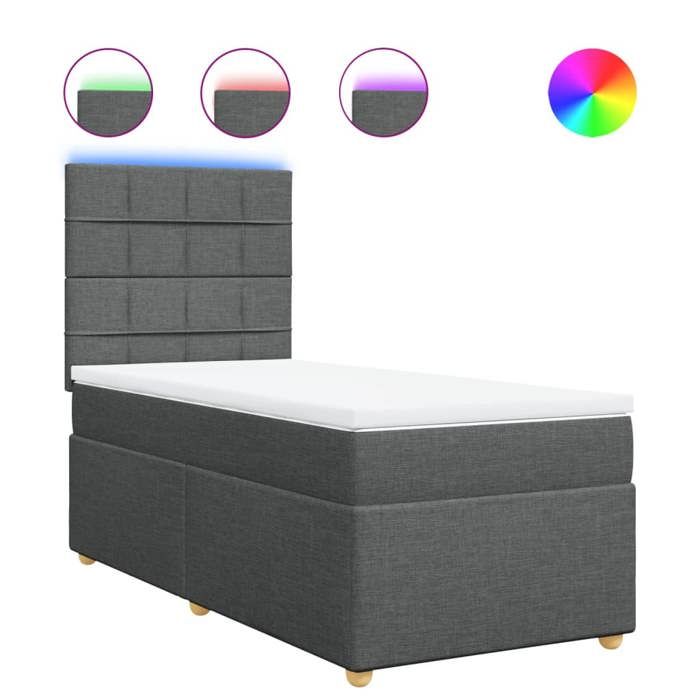 VidaXL Sommier à lattes de lit avec matelas Gris foncé 80x200 cm Tissu 3293408