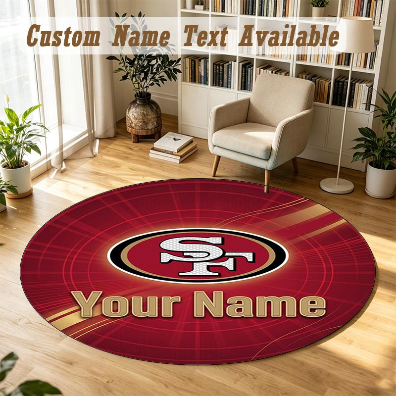 Round Rug Custom NameSan Francisco 49ers Pattern Non Slip Carpet Home Floor Decor