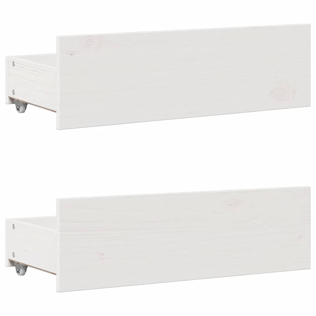 Solid Wood Bed with Shelf Without Mattress White 90 x 200 cm Pine