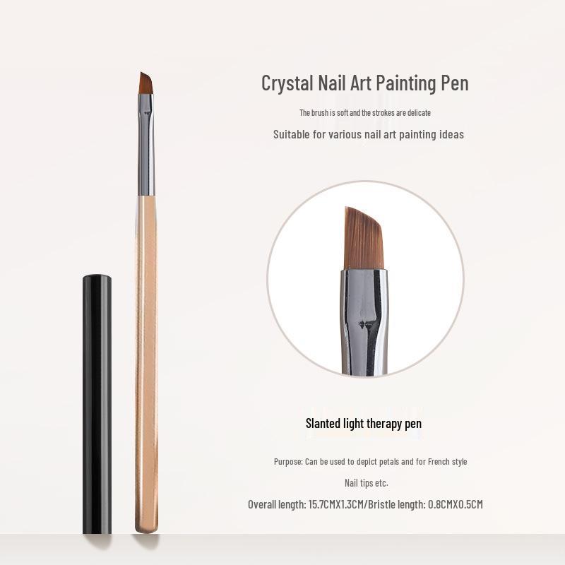 Translucent Brown Nail Art Brush Set: Flower and Gel Painting Brushes with Flat and Round Heads
