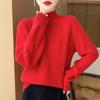 Women's Diamond Lace Wool Sweater - Autumn/Winter Solid Color Knit Top