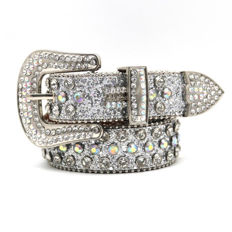 Rhinestones Belt Western Cowgirl Bling Studded Leather Crystal Diamond Belt for Jeans Men Women Fashion Accessory