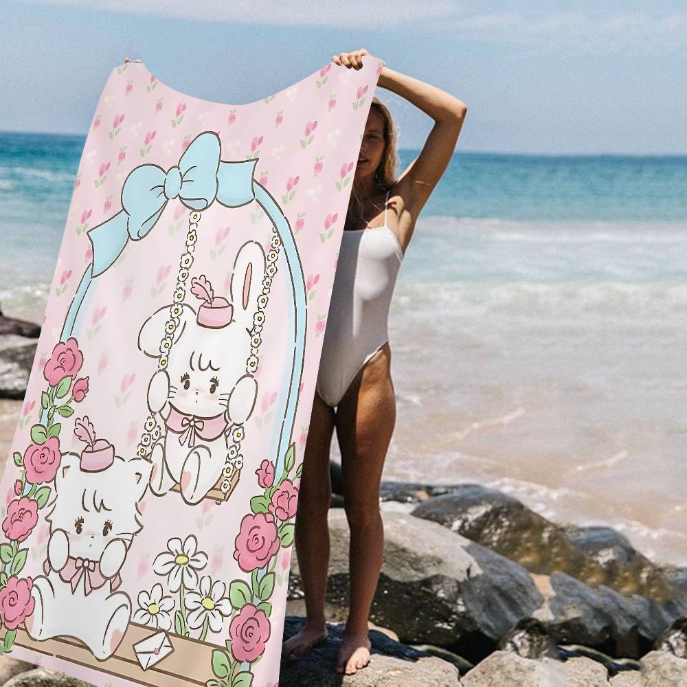Süße Katze M-Mikkos Badetuch Mikrofaser Weich Wasserabsorbierend Atmungsaktiv Für Mädchen Kinder Dekoratives Cartoon Strandtuch