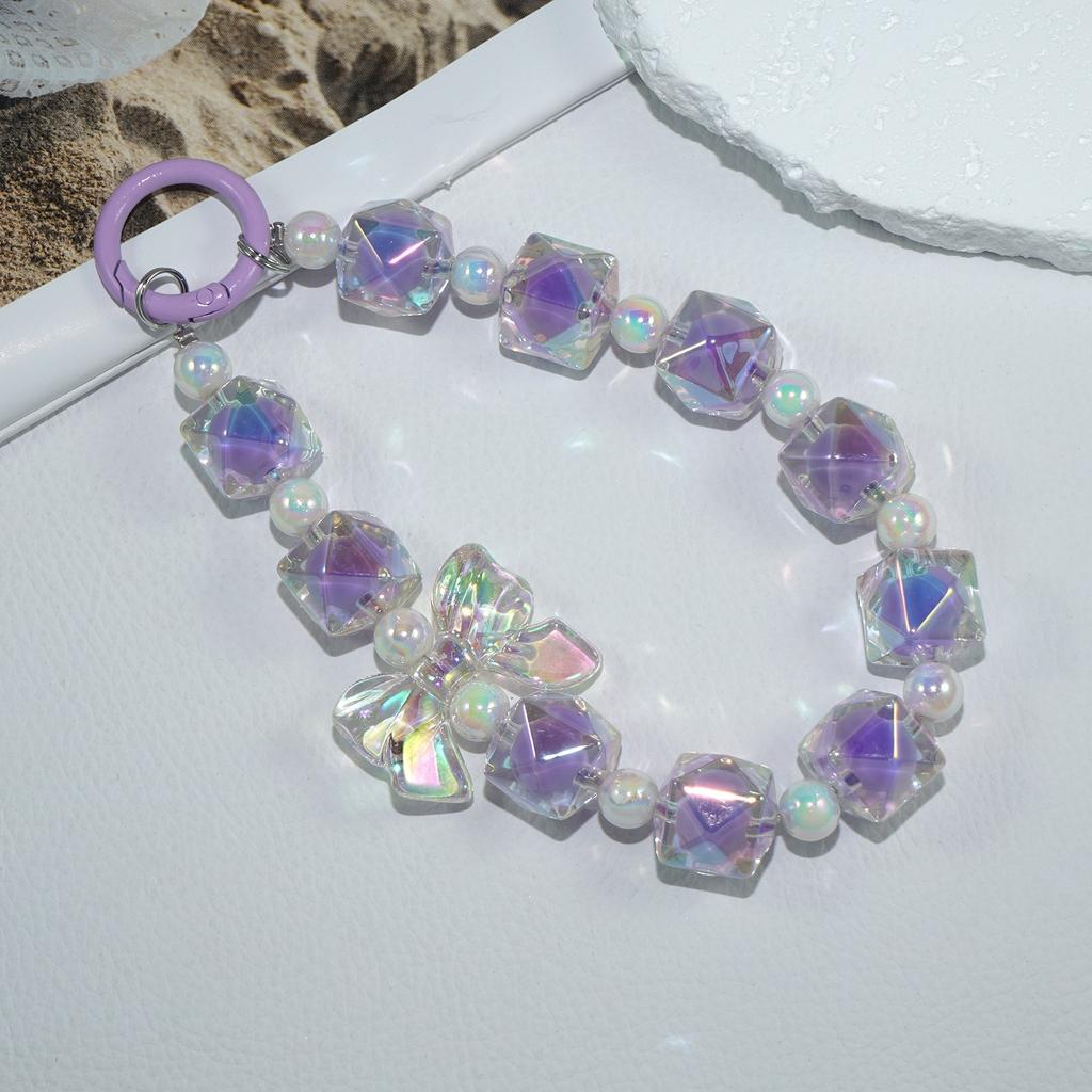 Mobile phone lanyard colorful crystal bead chain lanyard Rubik's Cube bow jewelry pendant mobile phone wrist bracelet