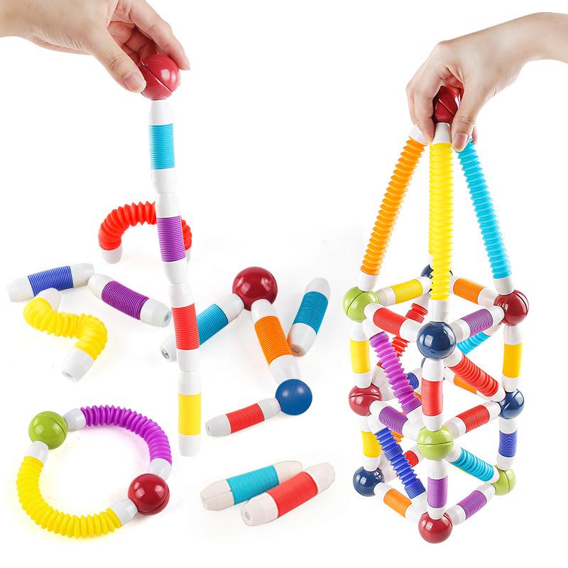 Non-Toxic Childrens Magnetic Building Set Soft Grip Versatile And Scalable Magnetic Rod Blocks Early Education Puzzle Stem Sensory Toy