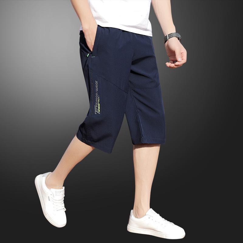 Herren Sommer Eis Seide 7-Punkt Locker Mittlere Taille Sportshorts