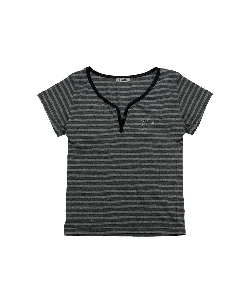 Grails Button Stripe Top [Grey] Os
