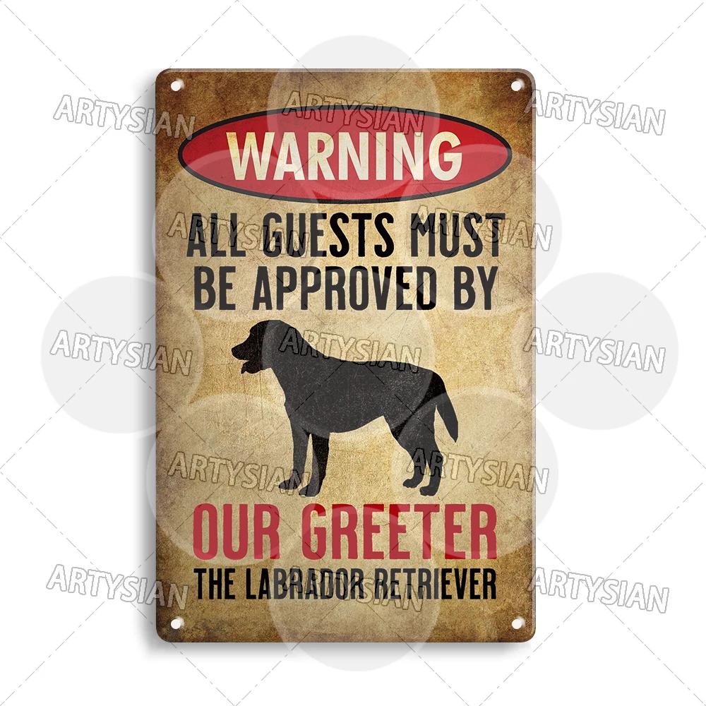 Beware Of Dog Warning Metal Sign Setter Aussie Corso Frenchie Labrador Poodle Bulldog Beagle Shorthaired Pointer GSP Lab Plaque