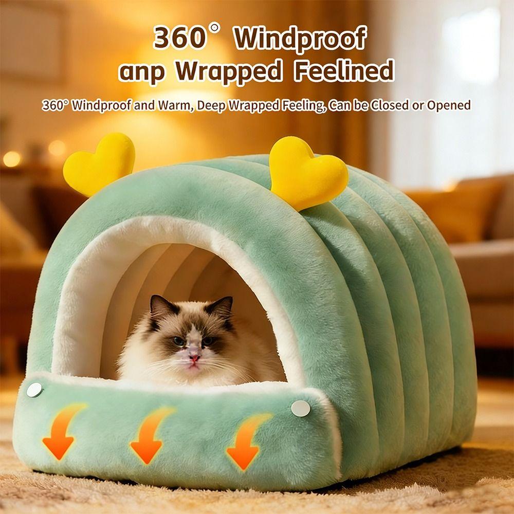 Portable Enclosed Cat Bed Mat Warm Soft Pet House Kennel Comfortable Small Pet Bed  Puppy