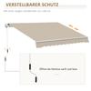 Awnings Sun Protection Retractable With Hand Crank Metal Frame Polyester White And Beige 3.95 X 2.45 M