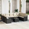 9-Piece Garden Sofa Set with Brown Poly Rattan Cushions, 2-Seater Garden Sofa with Storage & Cushions 3354536