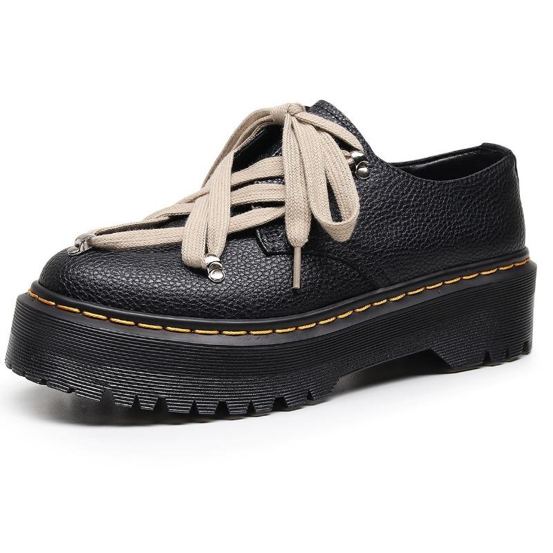 

Lychee pattern low top cross strap Martin shoes women s personality short boots leather platform shoes boots round head hexagram 35 чёрный