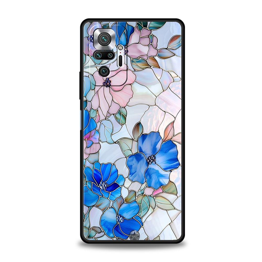 Fashion Flower Pattern Phone Case For Xiaomi Redmi Note 14 13 5G 10 11 12 Pro Plus 4G 14C 13C 12C 10C Black Cover