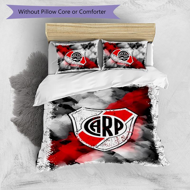 3pcs Club Atlético River Plate Pattern Bedding Set Duvet Cover Set Includes Duvet Cover &pillowcases,perfect All Season Bedroom Decoration&gift