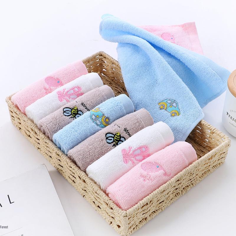 Cartoon Embroidered Pure Cotton Baby Face Towel, 25x25cm