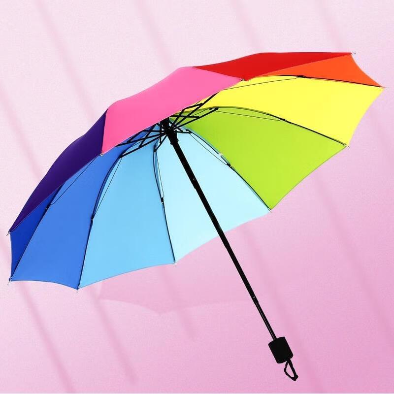 Yuyang Portable 10-Rib Rainbow Three-Fold Umbrella