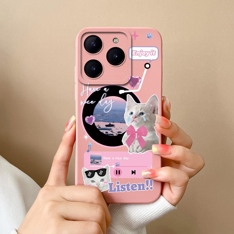 Case For Realme C61 C63 Cute Girl Phone Covers For Realme C 61 Camera Protection Liquid Silicone Anti Drop Soft Back Cover Capa
