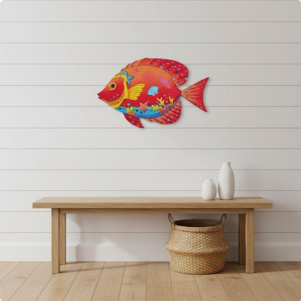 4 Pieces Metal Marine Creature Wall Art Lightweight Colorful Marine Creature Wall Decor Set Nautical Hanging Decoration
