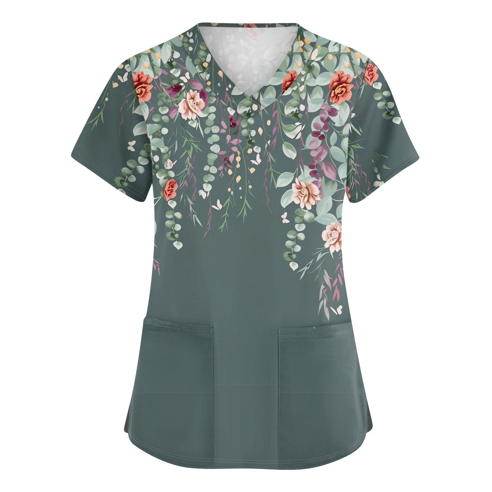 

Женская милая блузка с принтом бантиков, рабочая одежда, V-образный вырез, двойной слой, карманы, базовая, с коротким рукавом, пуловер XXL