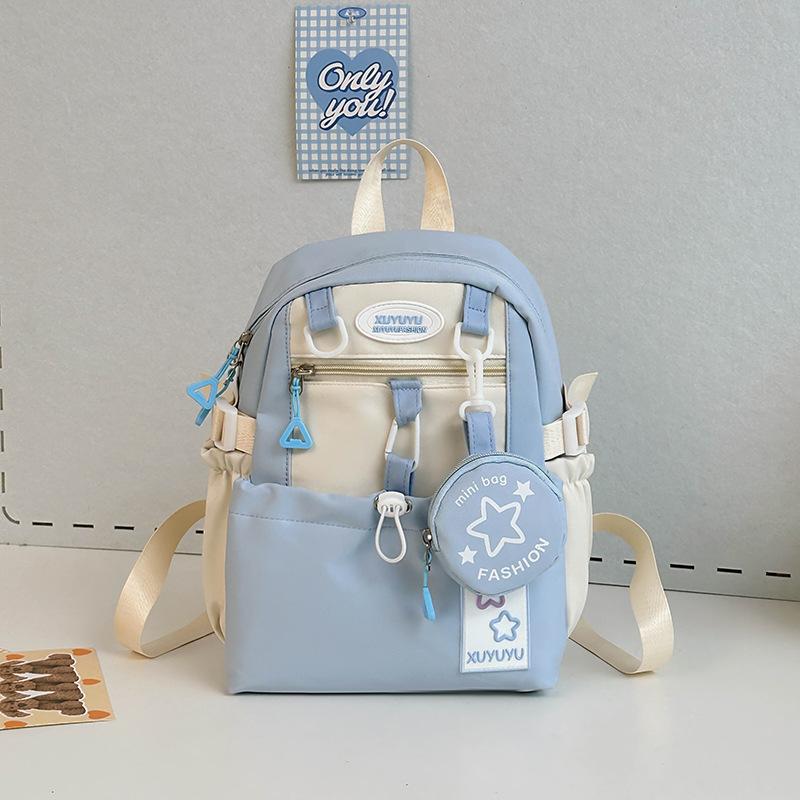 Schoolbag Cream Wind Campus Middle and High School Schoolbag Versatile Large Capacity Color Matching Leisure Ridge Backpack Travel Going Backpack