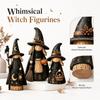 Set de 3 Figurine de Vrăjitoare din Lemn Patinat, Decor Rustic pentru Masă de Halloween