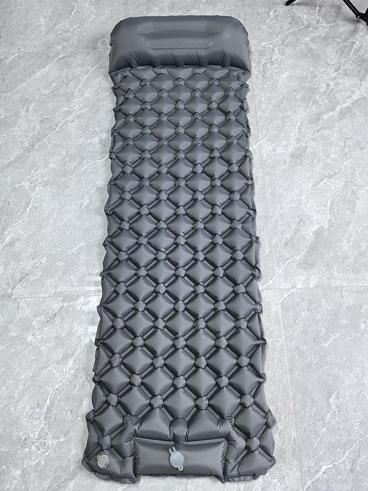 Ultralight Single Sleeping Pad with Pillow, Foot-Pump Inflatable Camping Mat, Moisture-Proof for Outdoor, Tent, or Car Use.