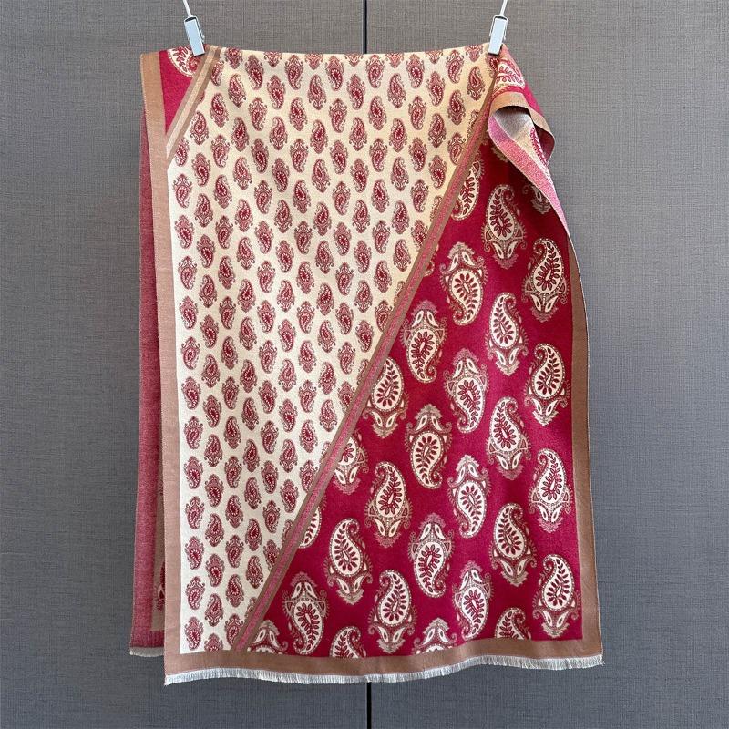 New fashionable cashew flower printing splicing scarf women's autumn and winter versatile neck protection shawl warm and cold scarf