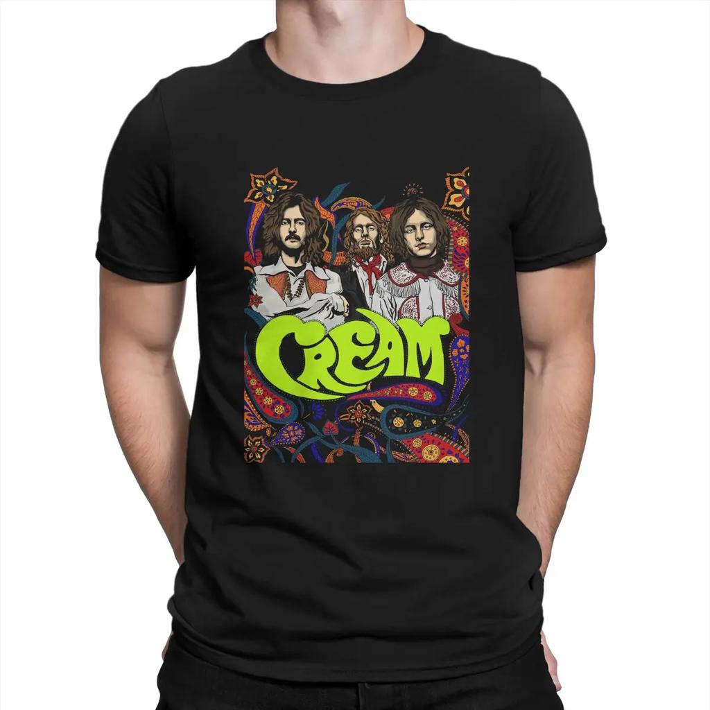 Cremes Band T-Shirt Herren Baumwolle Lustige T-Shirts Rundhals Cremefarbene T-Shirts Kurzarm Kleidung Geschenkidee