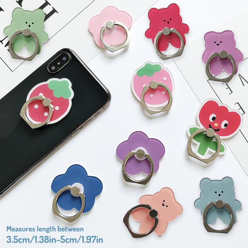 Mobile Phone Holder Finger Ring Stand 360° Rotation Stand Bear Flowers Strawberry Cellphone Stand Universal Lazy Bracket
