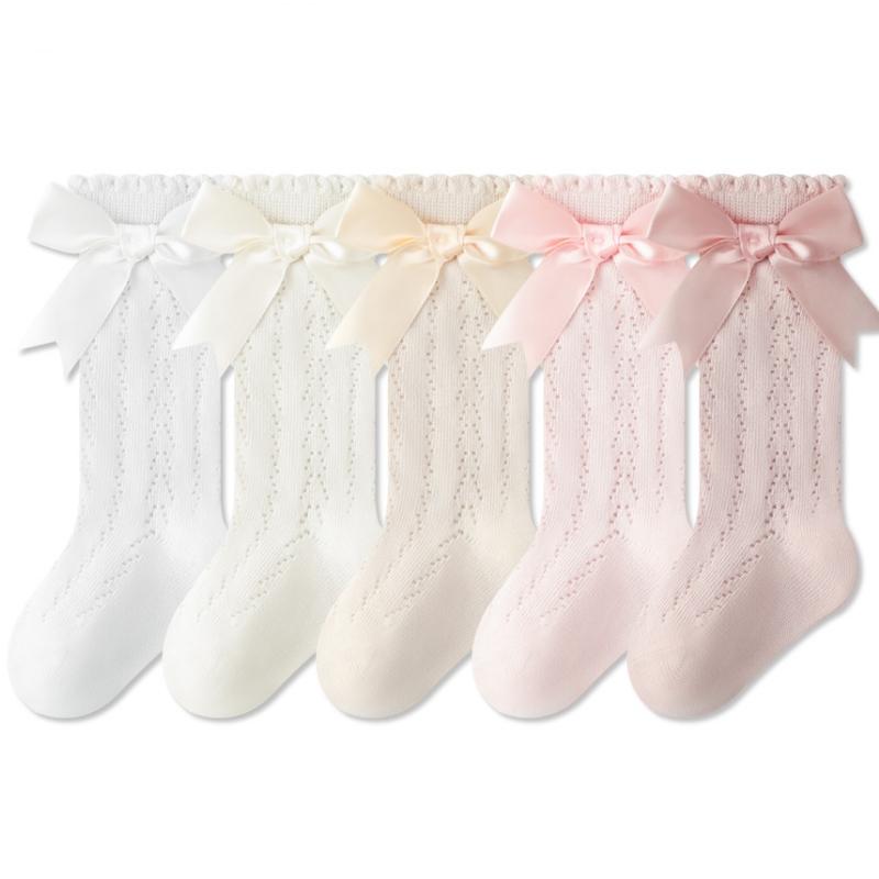 Children Girls Socks With Bows Cotton Baby Girls Socks Soft Toddlers Long Socks For Kids Princess Knee High Socks for Girls
