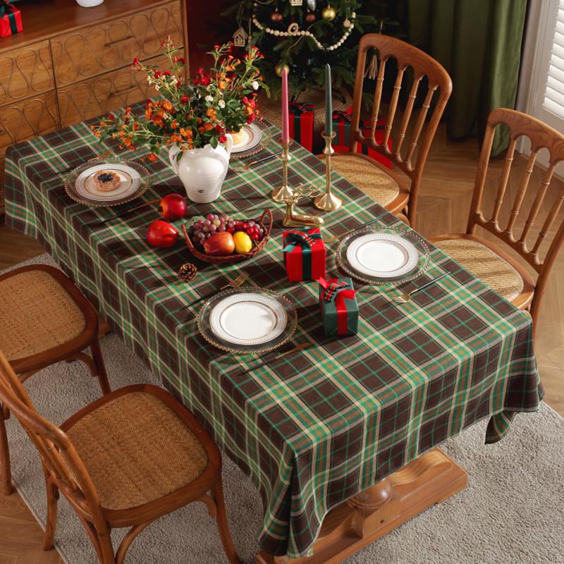 Lexuanxiu Nordic INS Rectangular Plaid Christmas Party Tablecloth
