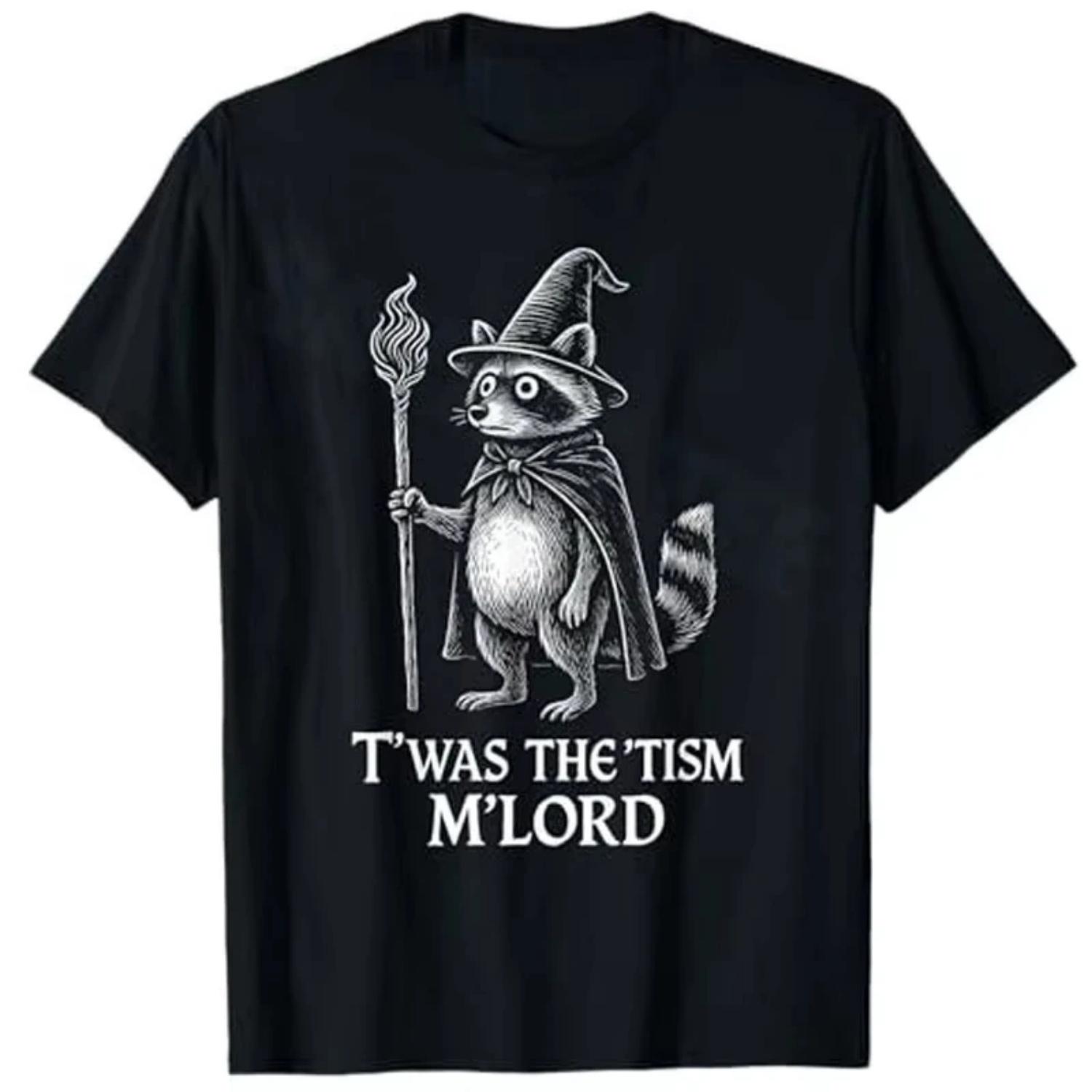 

Funny Autism Twas The Tism M Lord Raccoon Meme T-Shirt Cute Witch Magic Halloween Costume Novelty Gift Men s Breathable Tops S чёрный