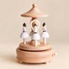 Beech Wood Mechanical Music Box Collectible Hand-Wind with Wooden Base