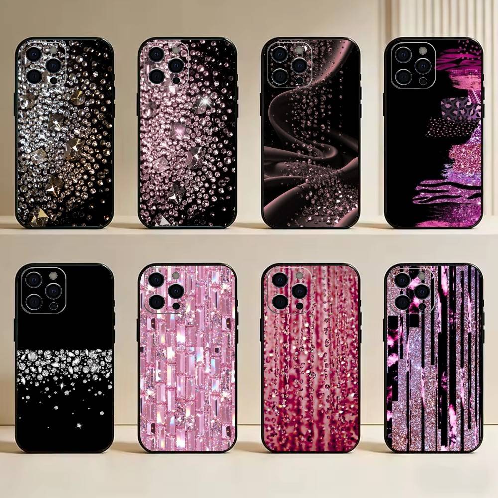 Luxury Bling Glitter Flash Phone Case For iPhone 17, 16,15,14,13,12,11 Plus,Pro Max, Others Soft Black Cover