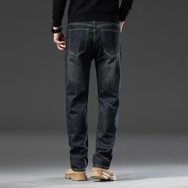 Spring And Autumn High-End Quality Nostalgic Retro Jeans Men'S Business Loose Straight Stretch Oversized Casual Long Pants