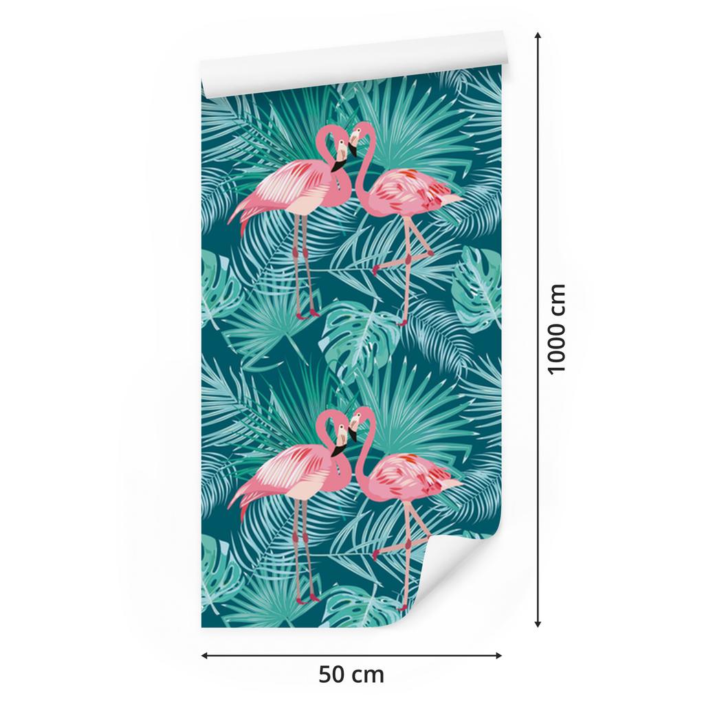 Flamingos Leaves Wallpaper for Living Room and Bedroom 50x1000
